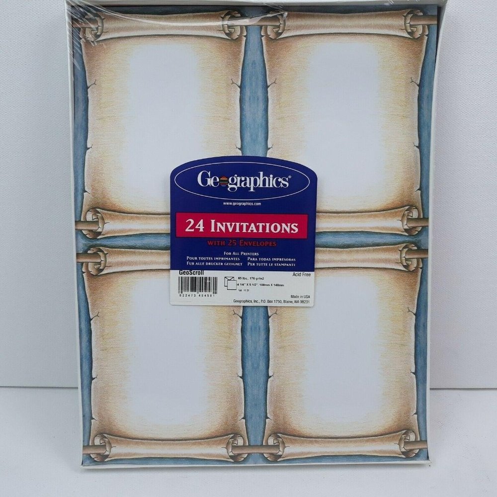 Geographics 24 Scroll Letter Blank Party Invites